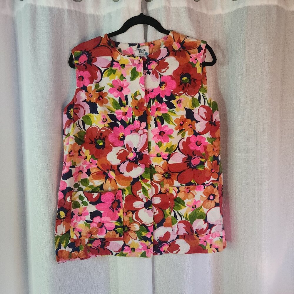 Vintage 70s Mod Hawaiian Tiki Sleeveless top